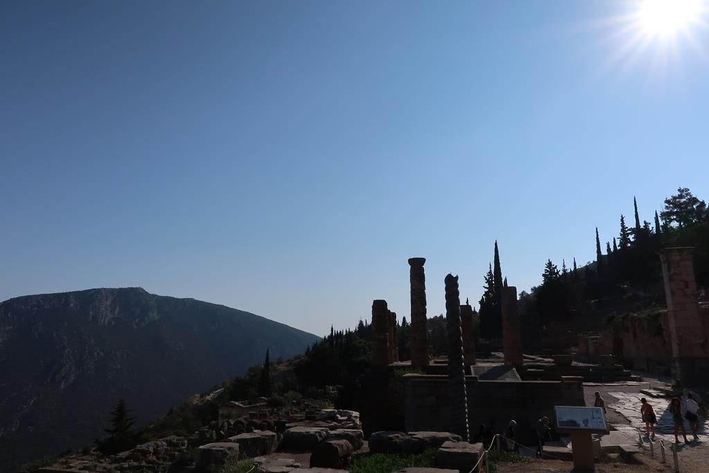 The Temple of Apollo at the Archaeological Site of Delphi before the Start of the Archaeoastronomy Fieldwork Course.